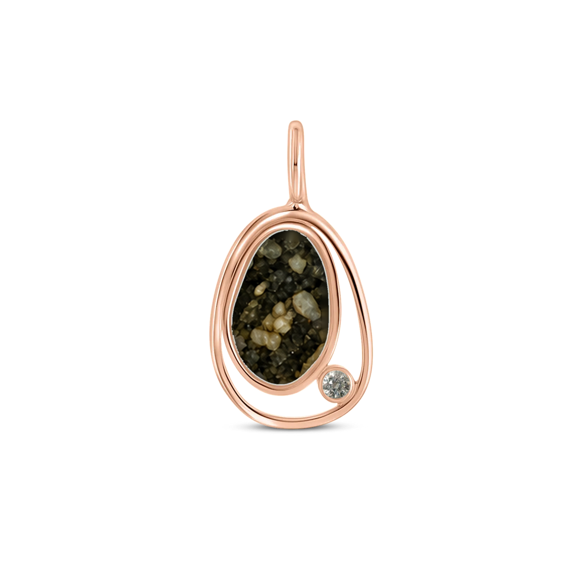 Danique as-hanger in massief rosé goud met antraciet askleur en lab grown diamant