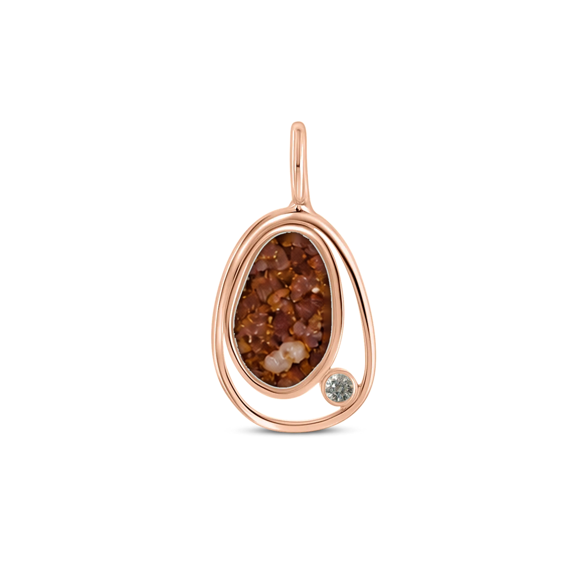 Danique as-hanger in massief rosé goud met koperbruin askleur en lab grown diamant