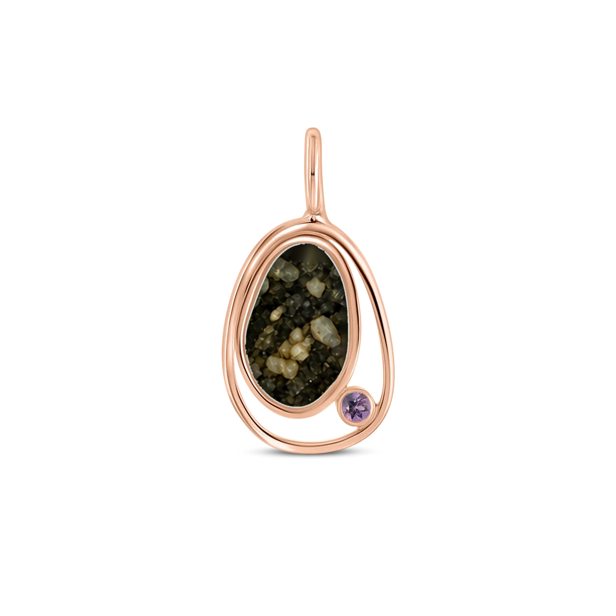 Danique as-hanger in massief rosé goud met antraciet askleur en amethist