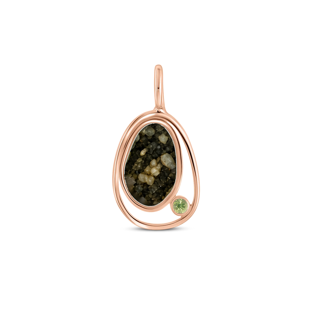 Danique as-hanger in massief rosé goud met antraciet askleur en peridot