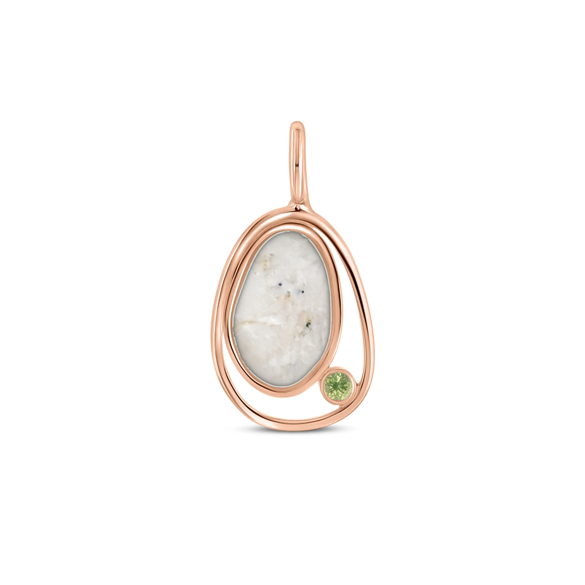 Danique as-hanger in massief rosé goud met parelmoer askleur en peridot