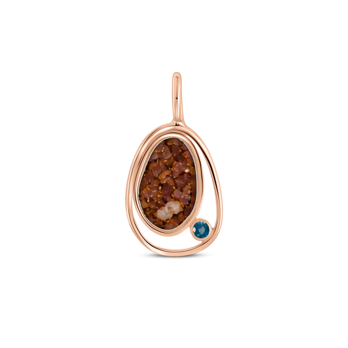 Danique as-hanger in massief rosé goud met koperbruin askleur en saffier