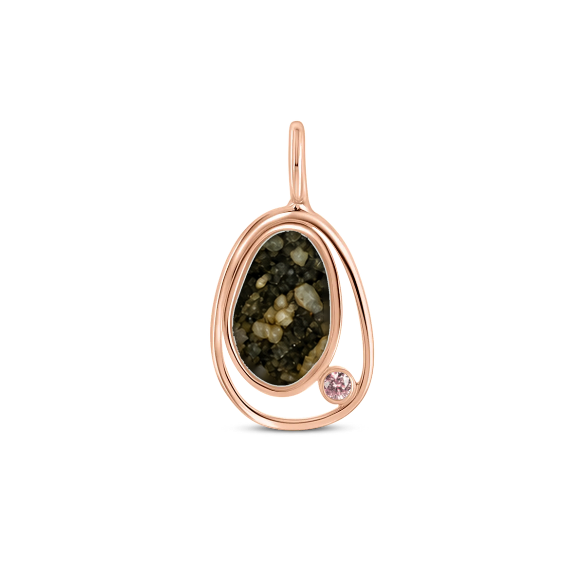 Danique as-hanger in massief rosé goud met antraciet askleur en morganiet