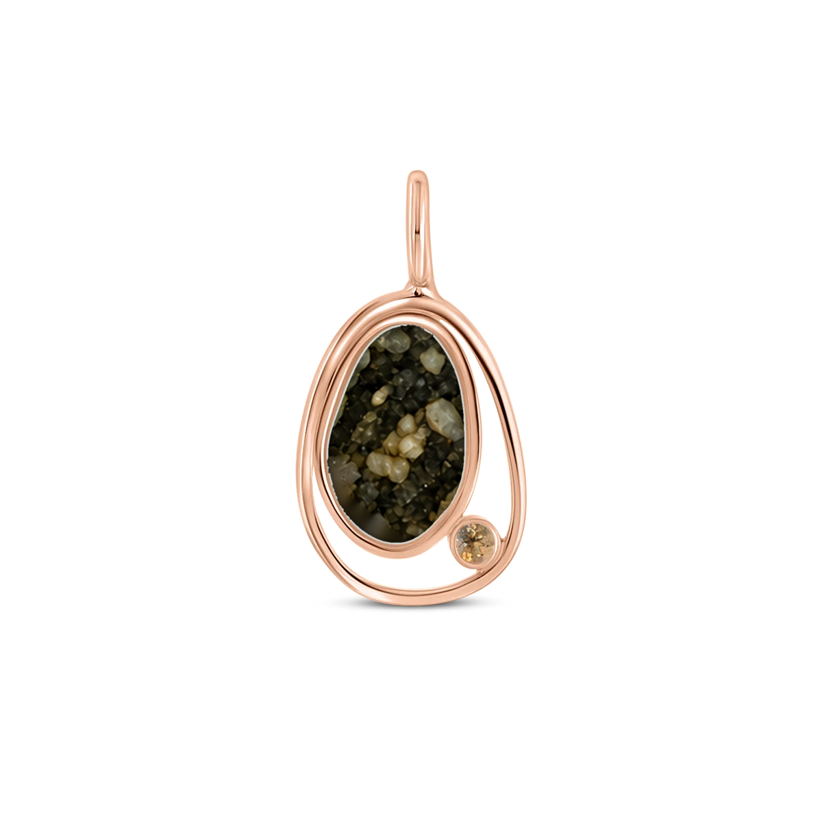 Danique as-hanger in massief rosé goud met antraciet askleur en citrien