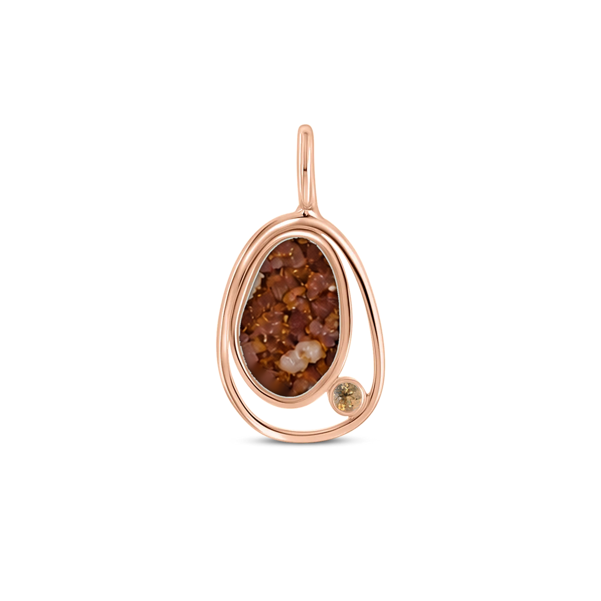 Danique as-hanger in massief rosé goud met koperbruin askleur en citrien