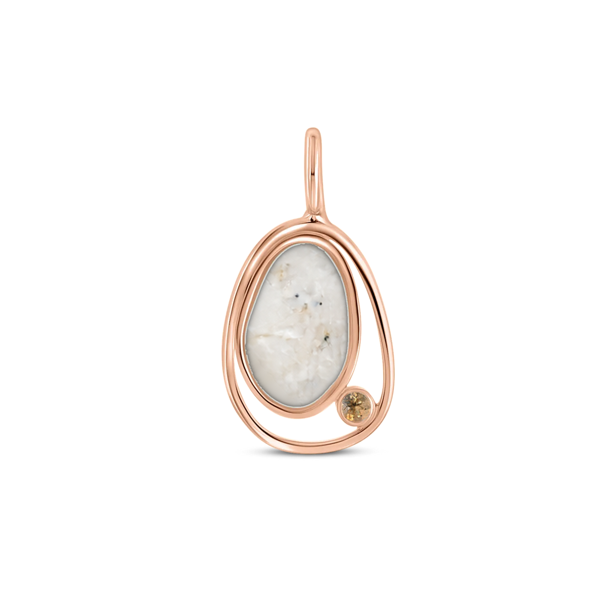 Danique as-hanger in massief rosé goud met parelmoer askleur en citrien