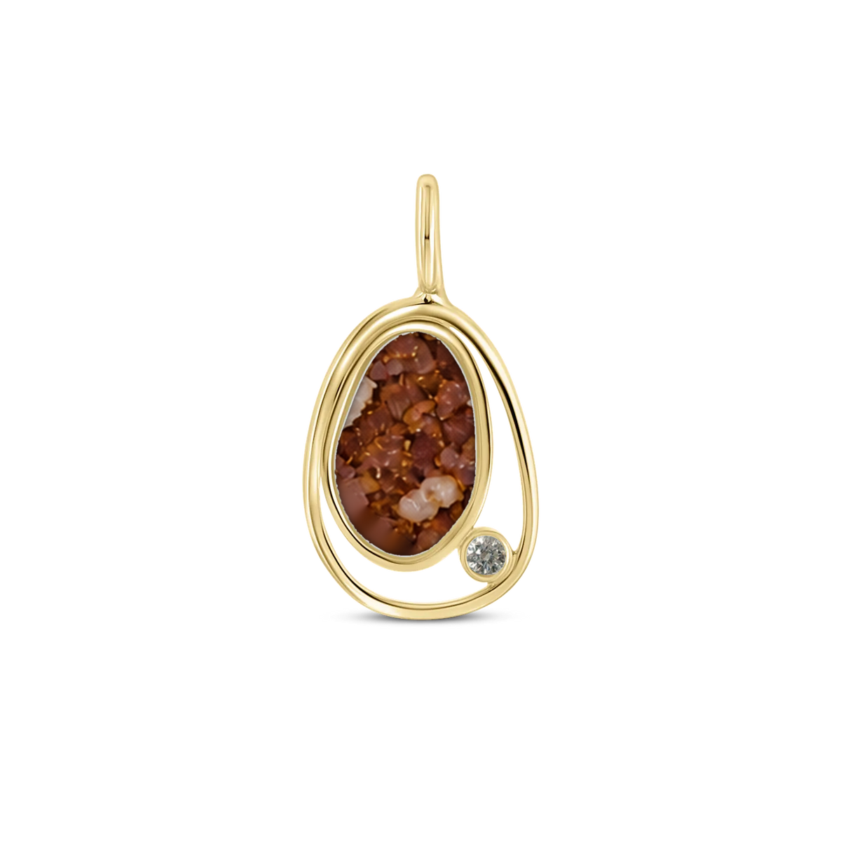 Danique as-hanger in massief geel goud met koperbruin askleur en lab grown diamant