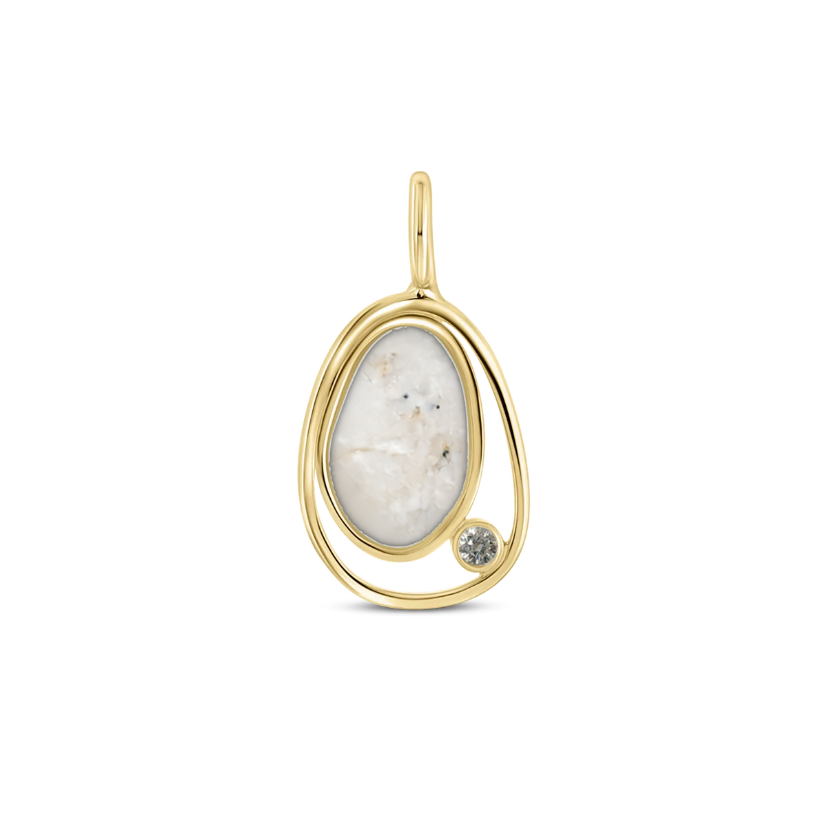 Danique as-hanger in massief geel goud met parelmoer askleur en lab grown diamant