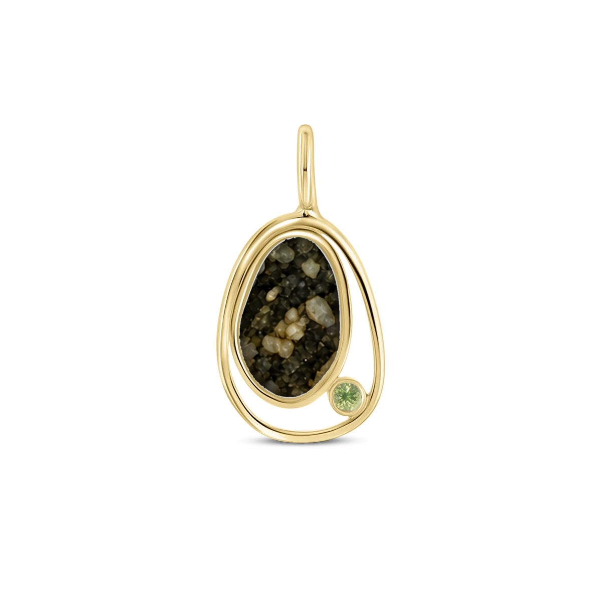 Danique as-hanger in massief geel goud met antraciet askleur en peridot