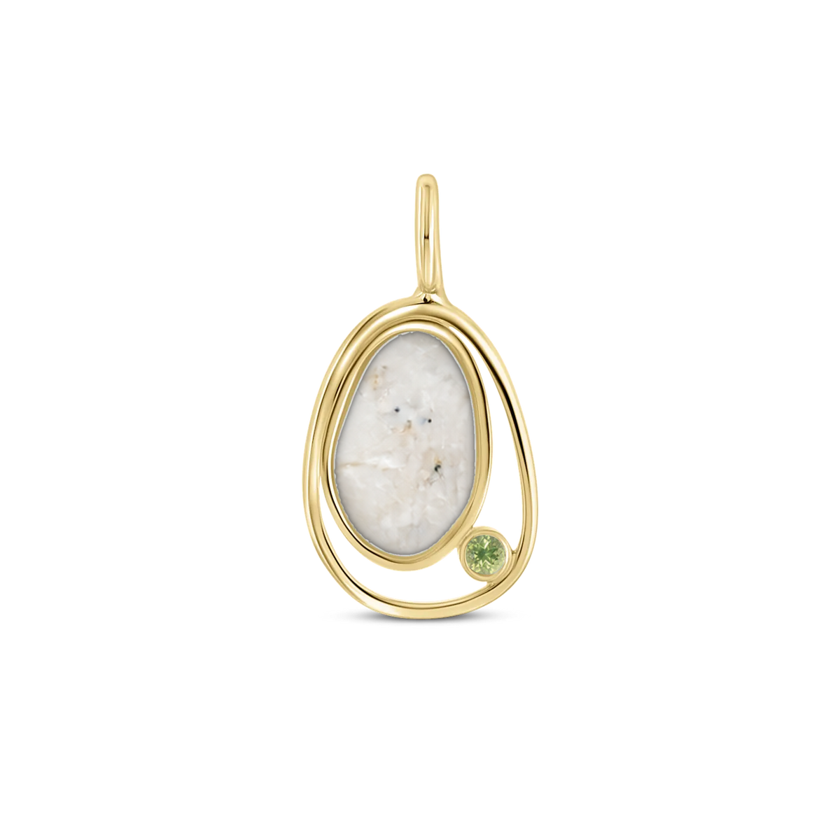 Danique as-hanger in massief geel goud met parelmoer askleur en peridot