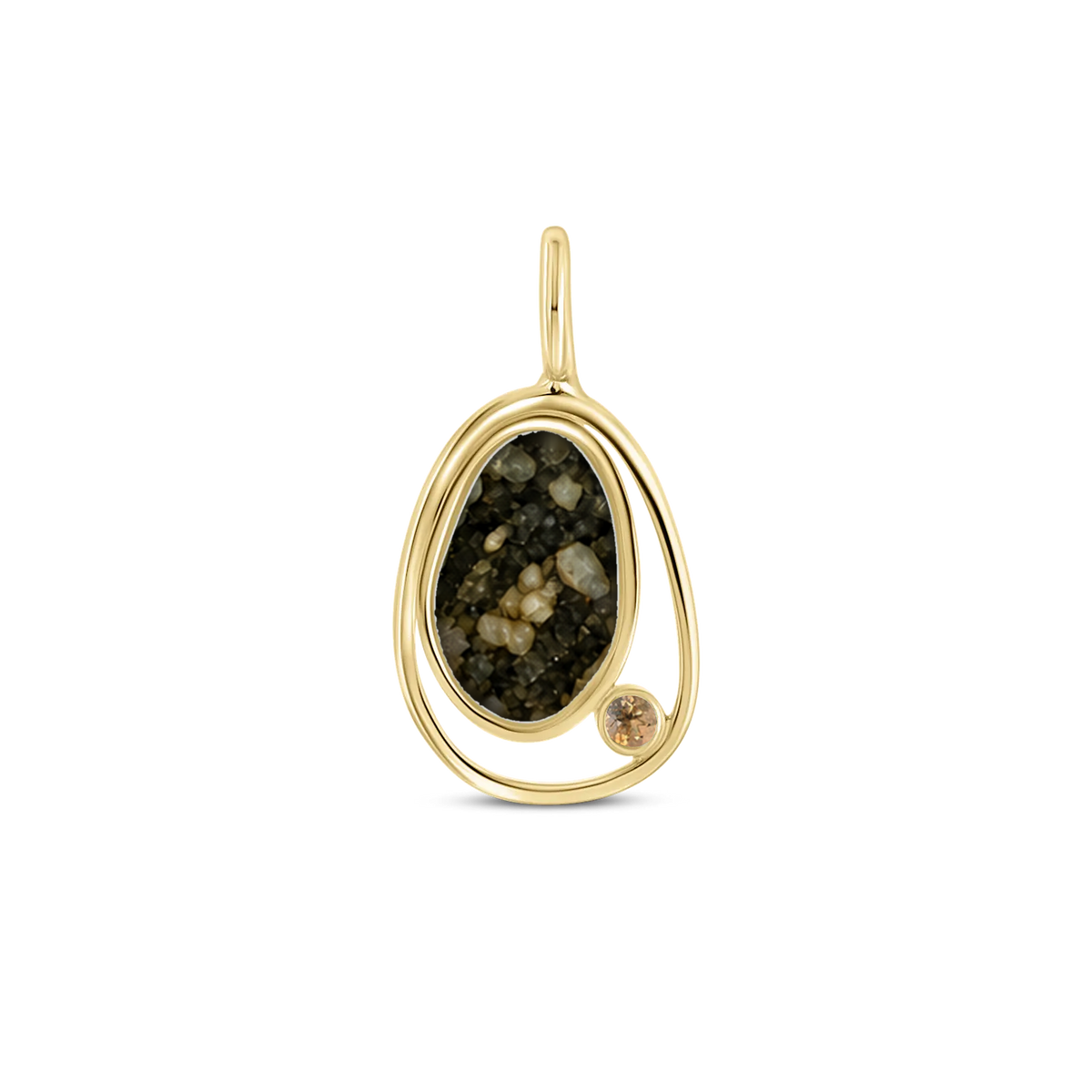 Danique as-hanger in massief geel goud met antraciet askleur en morganiet