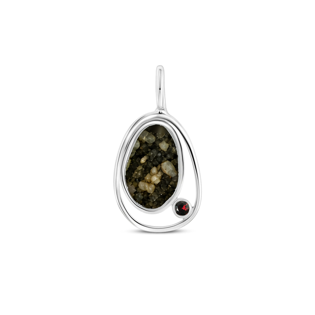Danique as-hanger in massief wit goud met antraciet askleur en granaat