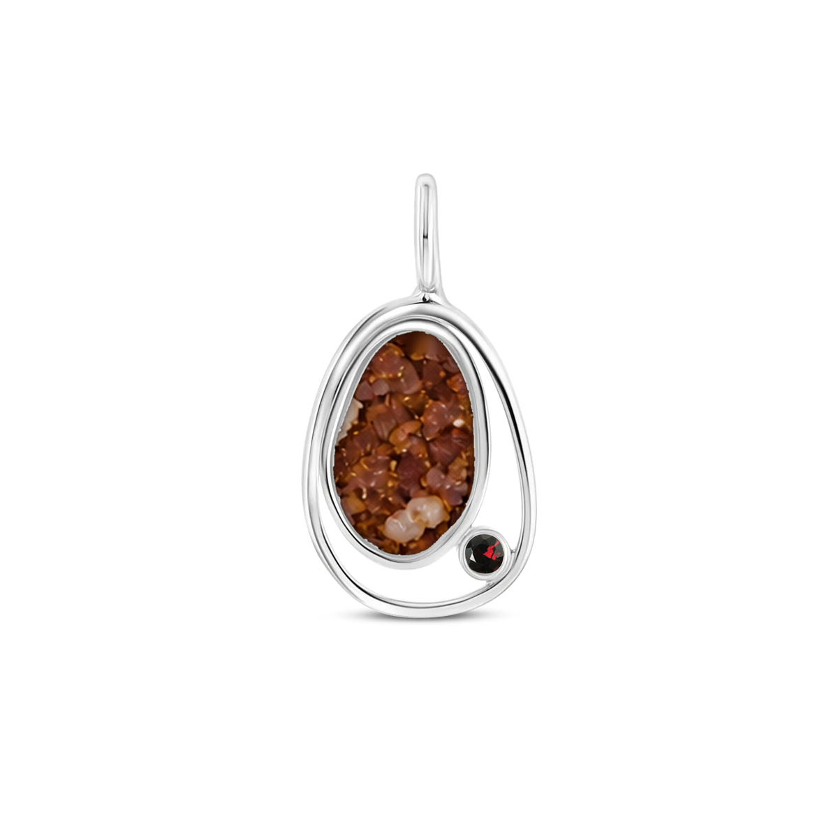 Danique as-hanger in massief wit goud met koperbruin askleur en granaat