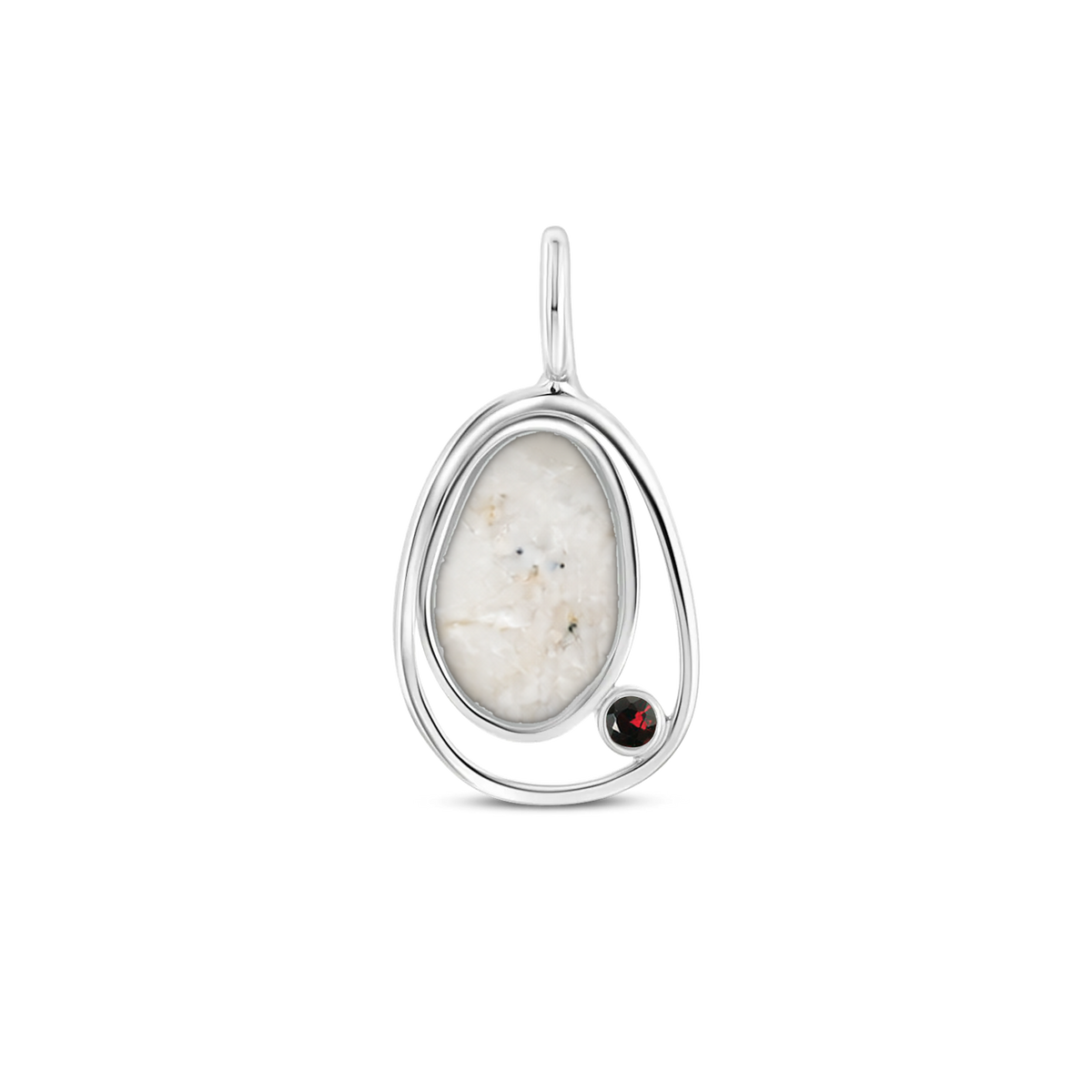 Danique as-hanger in massief wit goud met parelmoer askleur en granaat