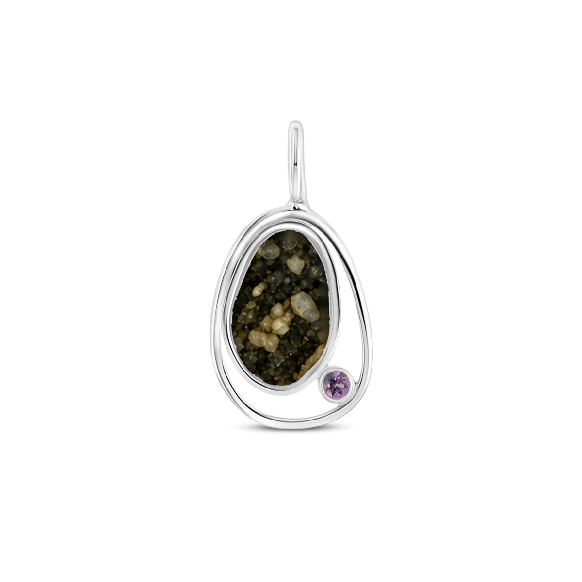 Danique as-hanger in massief wit goud met antraciet askleur en amethist