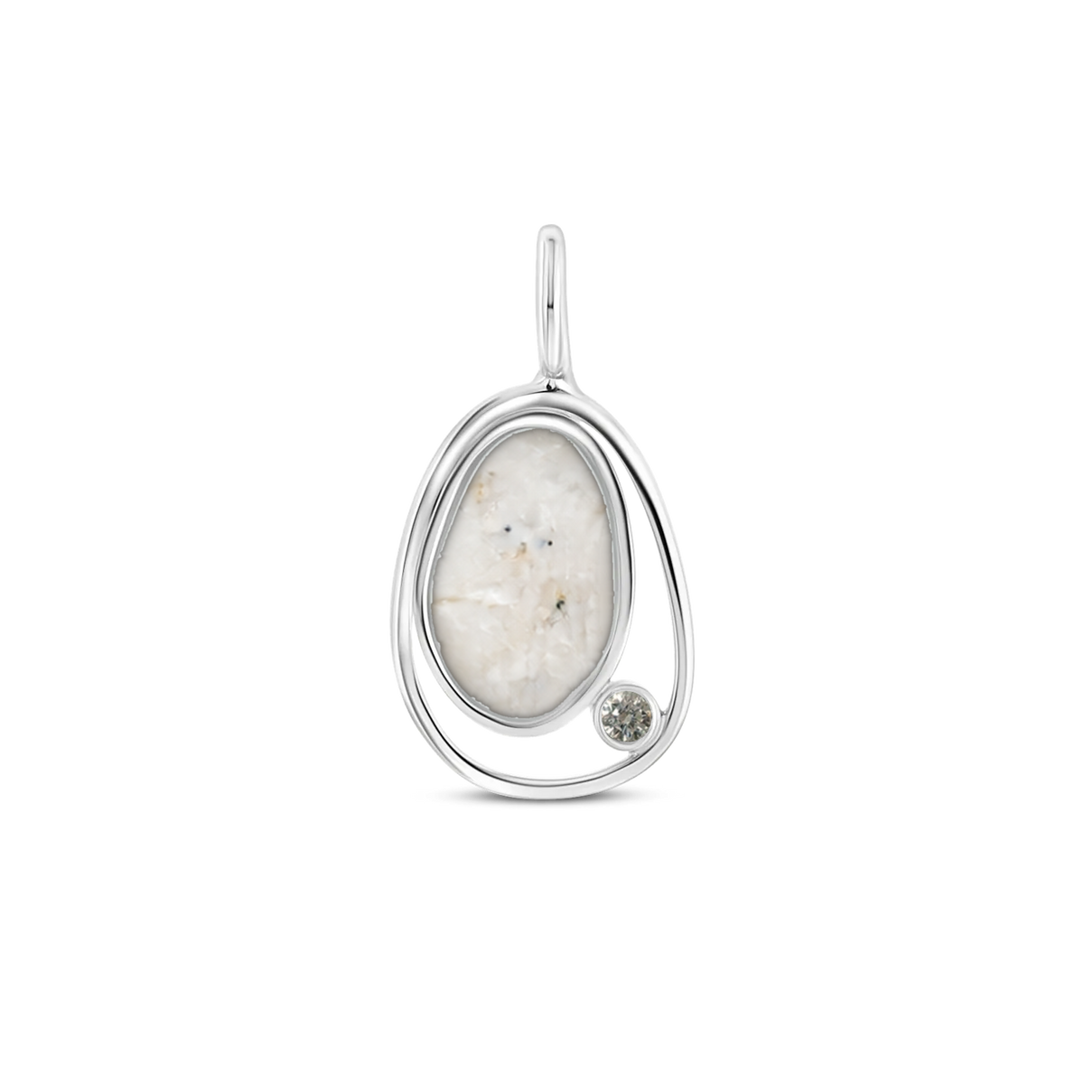 Danique as-hanger in massief wit goud met parelmoer askleur en lab grown diamant