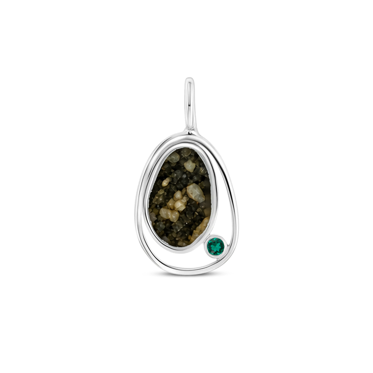 Danique as-hanger in massief wit goud met antraciet askleur en smaragd