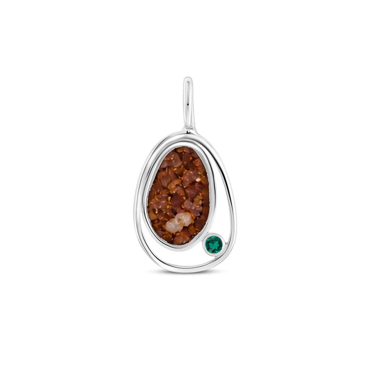 Danique as-hanger in massief wit goud met koperbruin askleur en smaragd