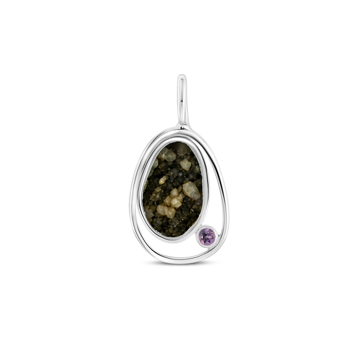 Danique as-hanger in massief wit goud met antraciet askleur en amethist