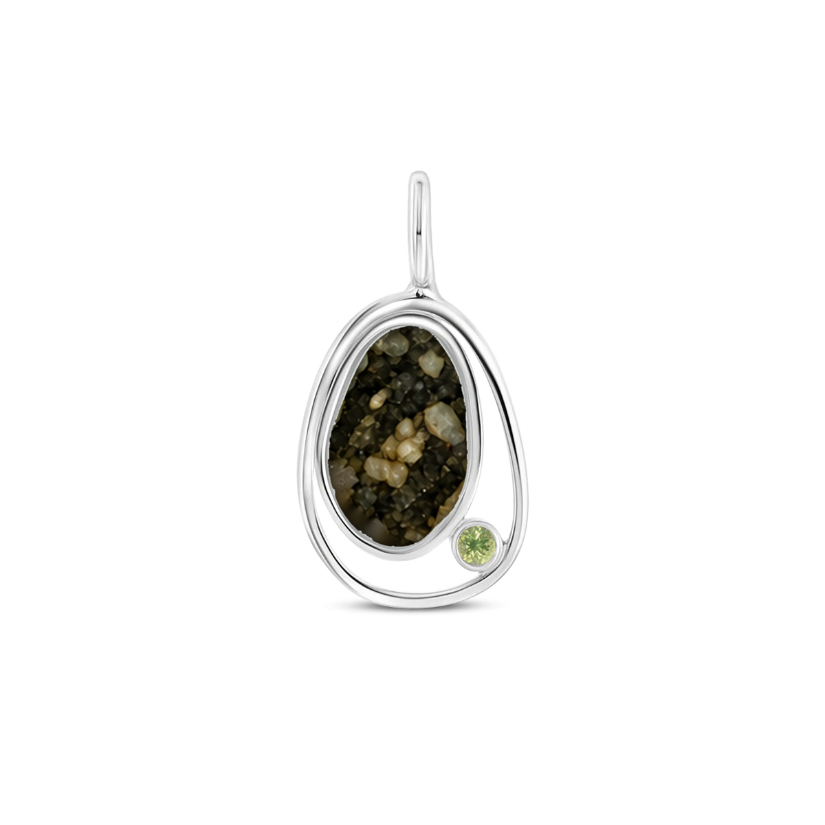 Danique as-hanger in massief wit goud met antraciet askleur en peridot