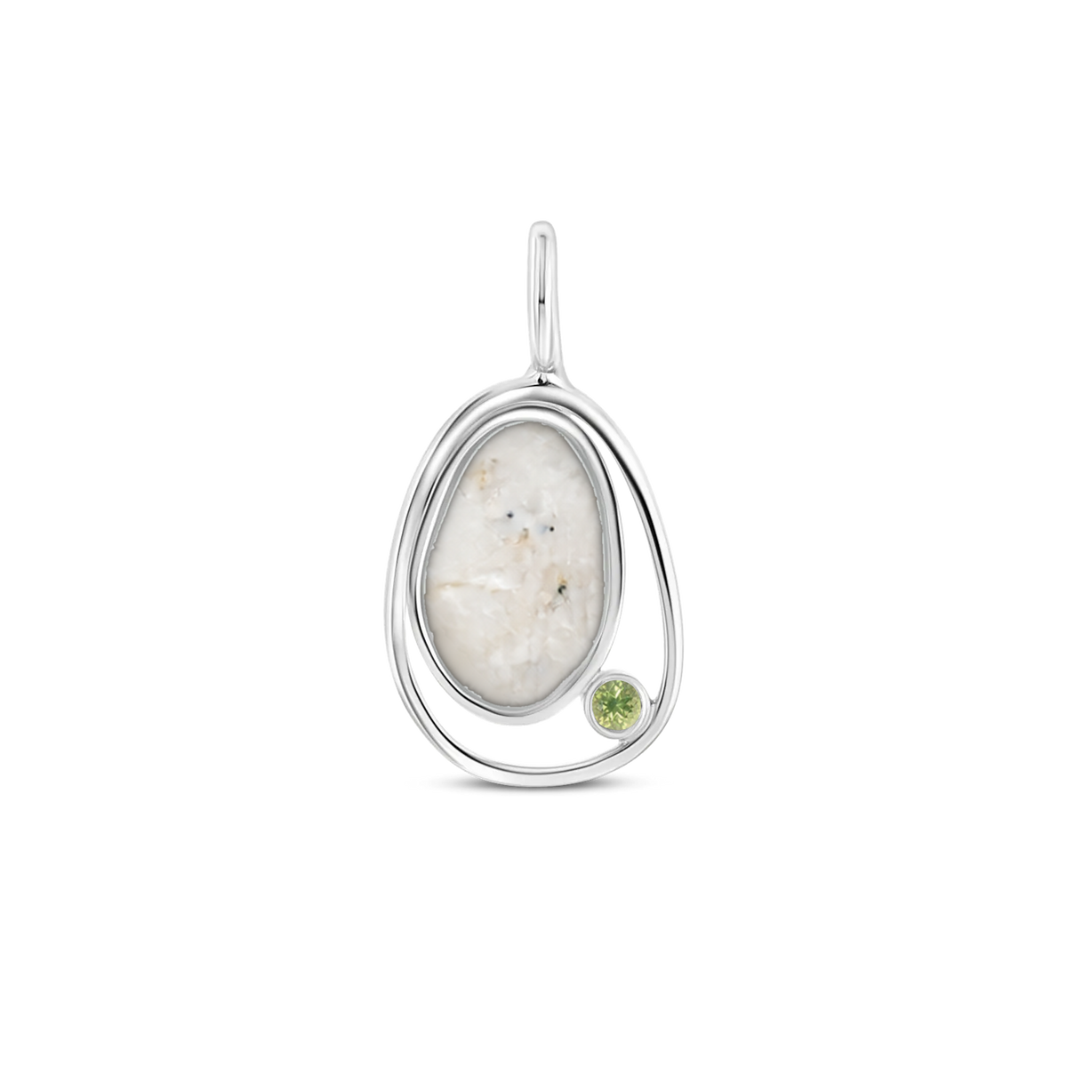 Danique as-hanger in massief wit goud met parelmoer askleur en peridot