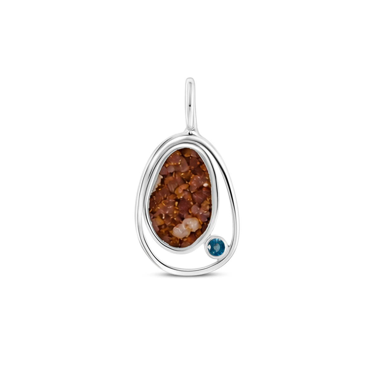 Danique as-hanger in massief wit goud met koperbruin askleur en saffier