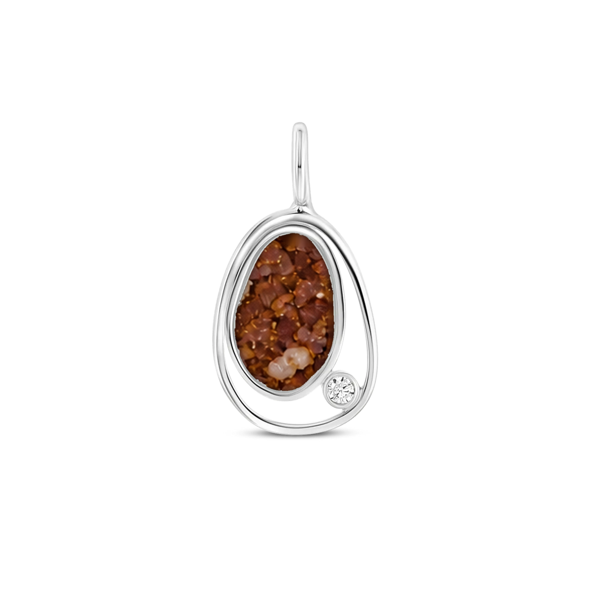 Danique as-hanger in 925 zilver met koperbruin askleur en zirkonia