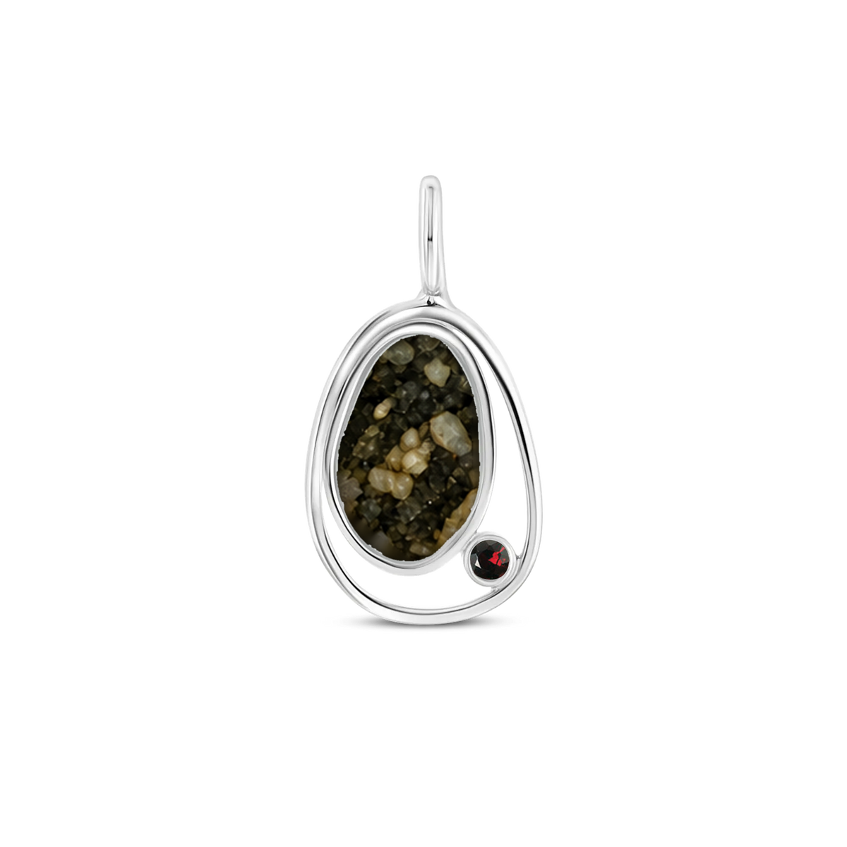 Danique as-hanger in 925 zilver met antraciet askleur en granaat