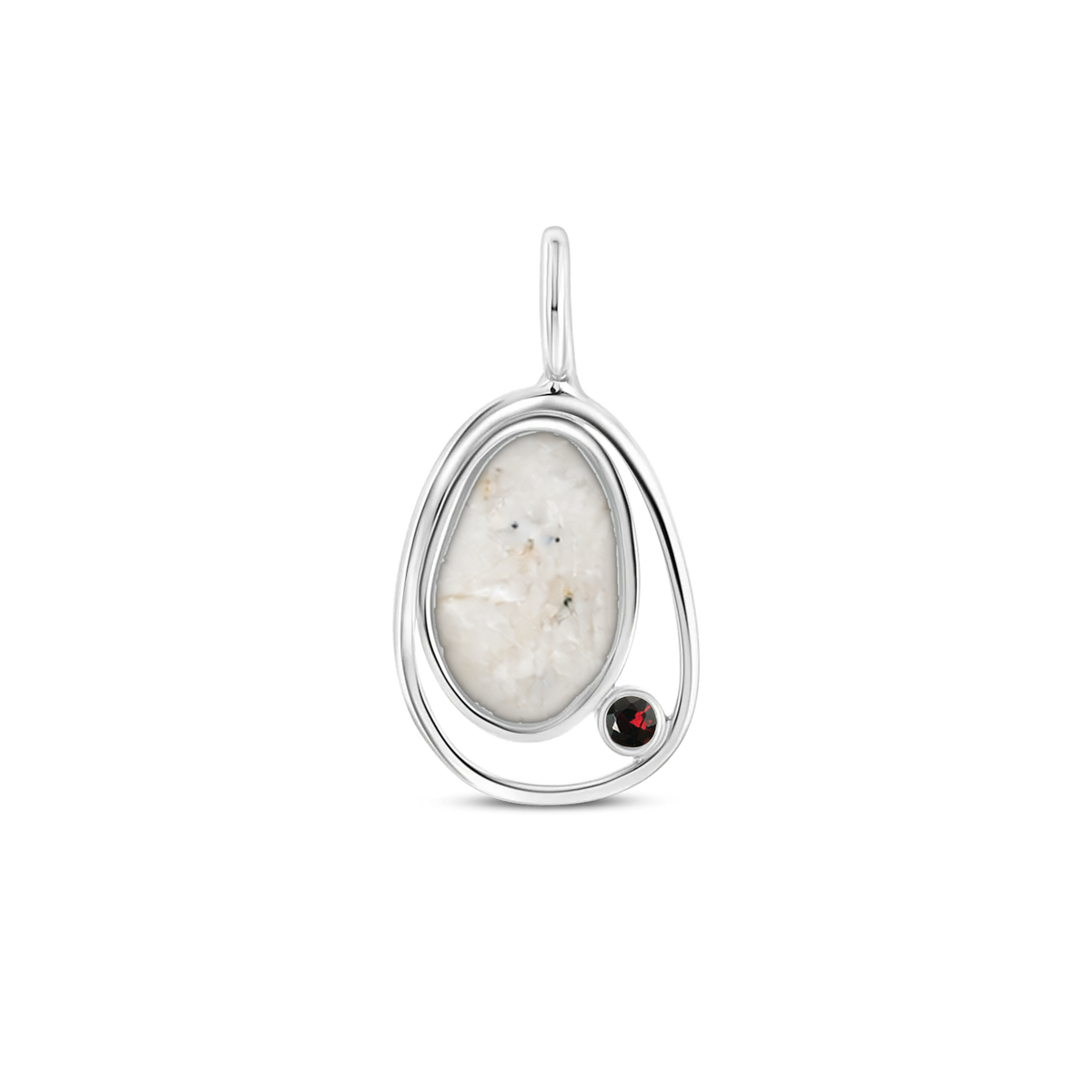 Danique as-hanger in 925 zilver met parelmoer askleur en granaat