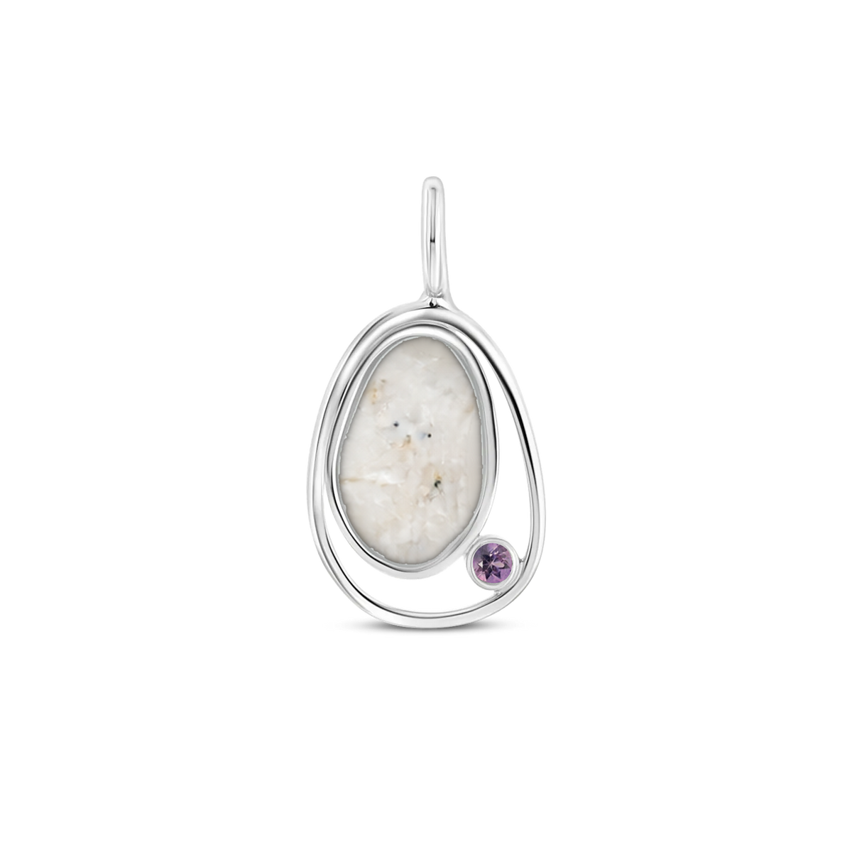 Danique as-hanger in 925 zilver met parelmoer askleur en amethist