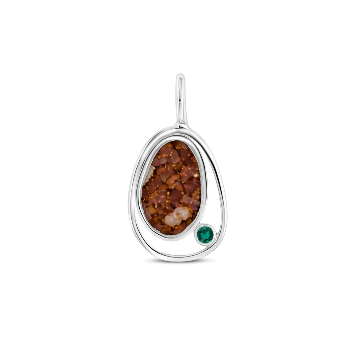 Danique as-hanger in 925 zilver met koperbruin askleur en smaragd