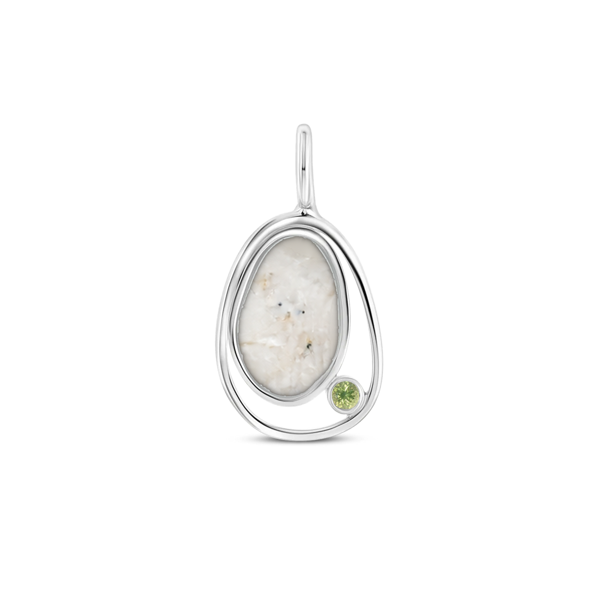 Danique as-hanger in 925 zilver met parelmoer askleur en peridot