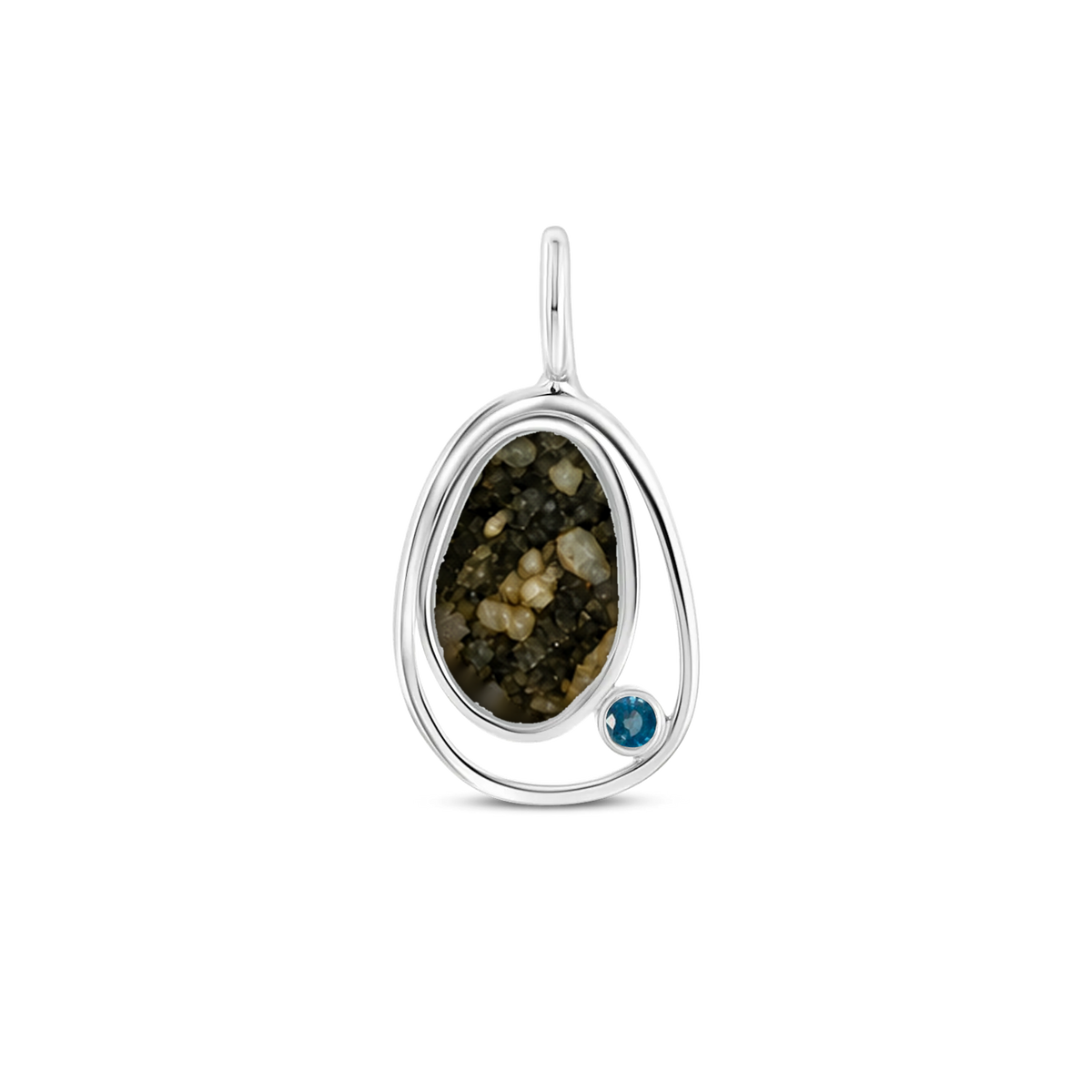 Danique as-hanger in 925 zilver met antraciet askleur en saffier