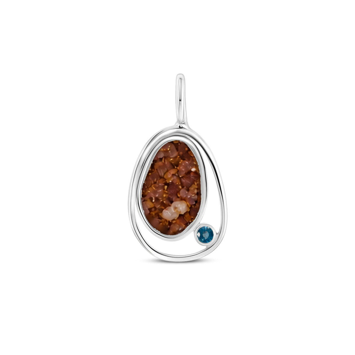 Danique as-hanger in 925 zilver met koperbruin askleur en saffier