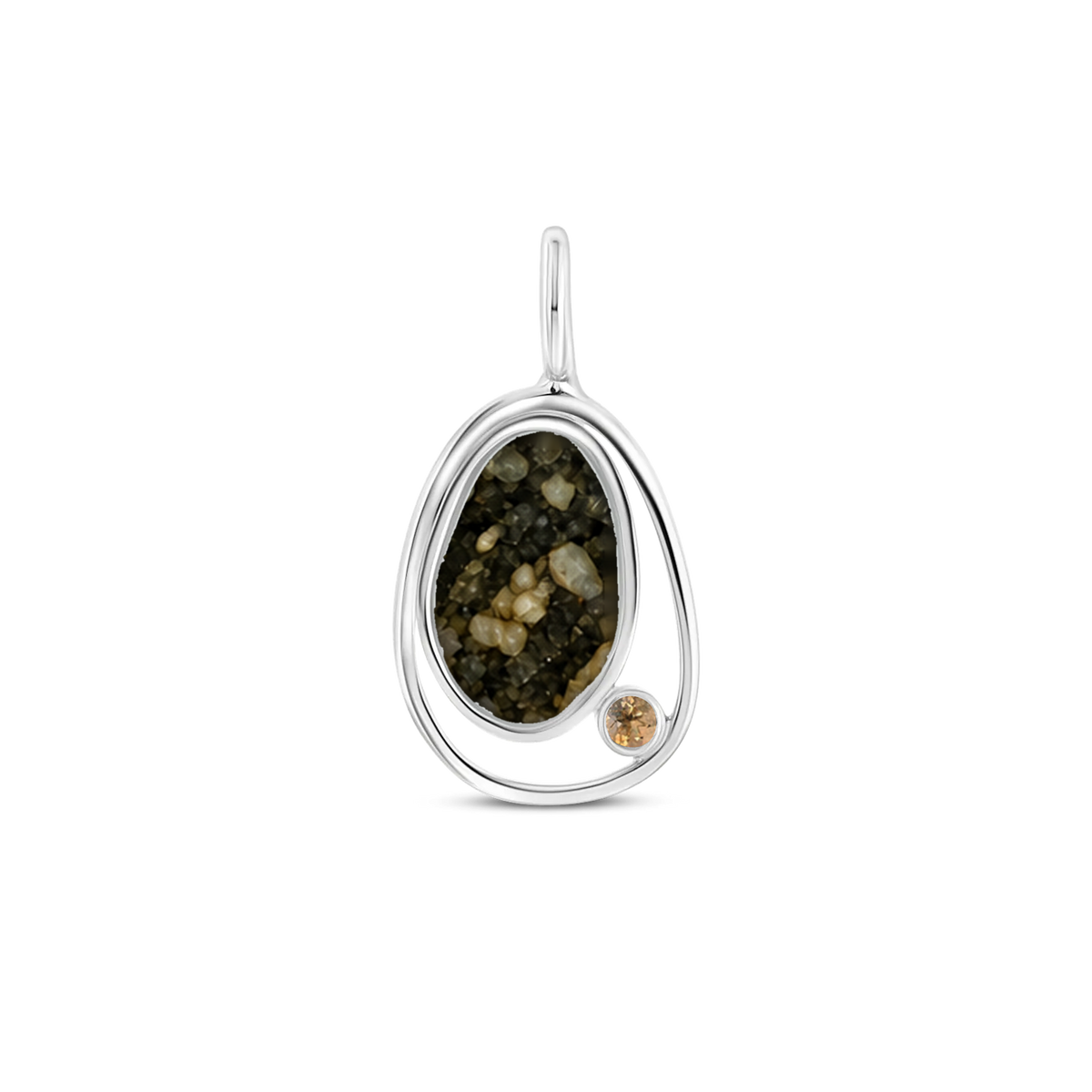 Danique as-hanger in 925 zilver met antraciet askleur en citrien