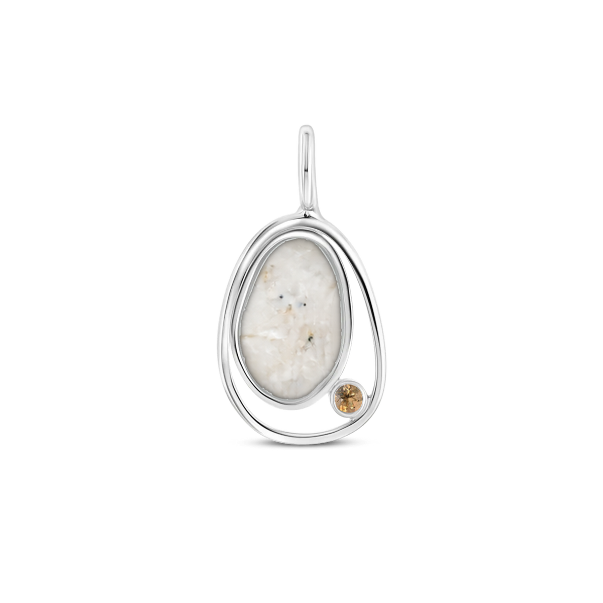Danique as-hanger in 925 zilver met parelmoer askleur en citrien