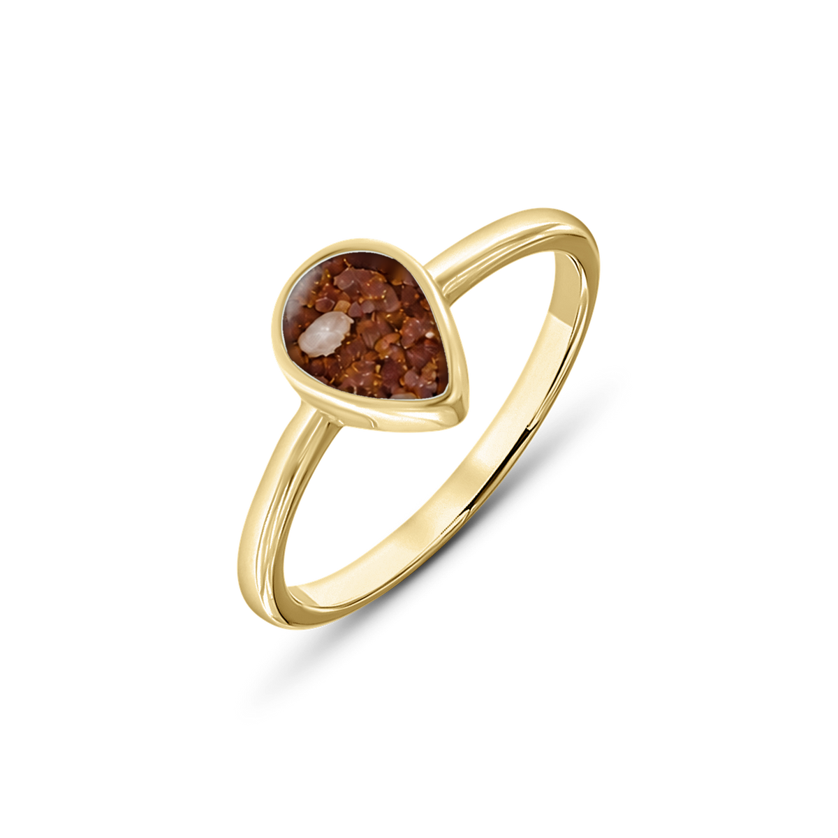 Droplet as-ring in massief geel goud met koperbruin askleur