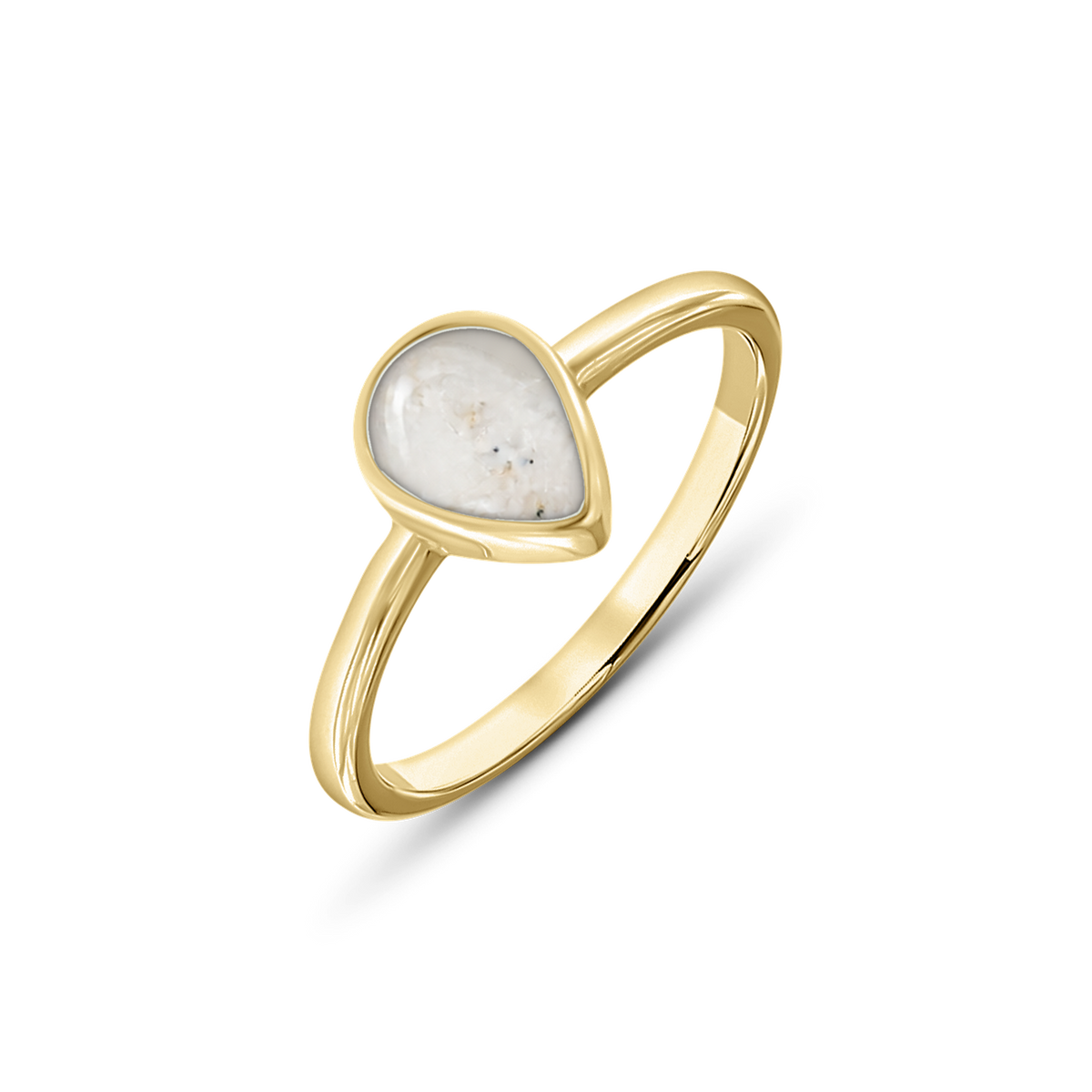 Droplet as-ring in massief geel goud met parelmoer askleur