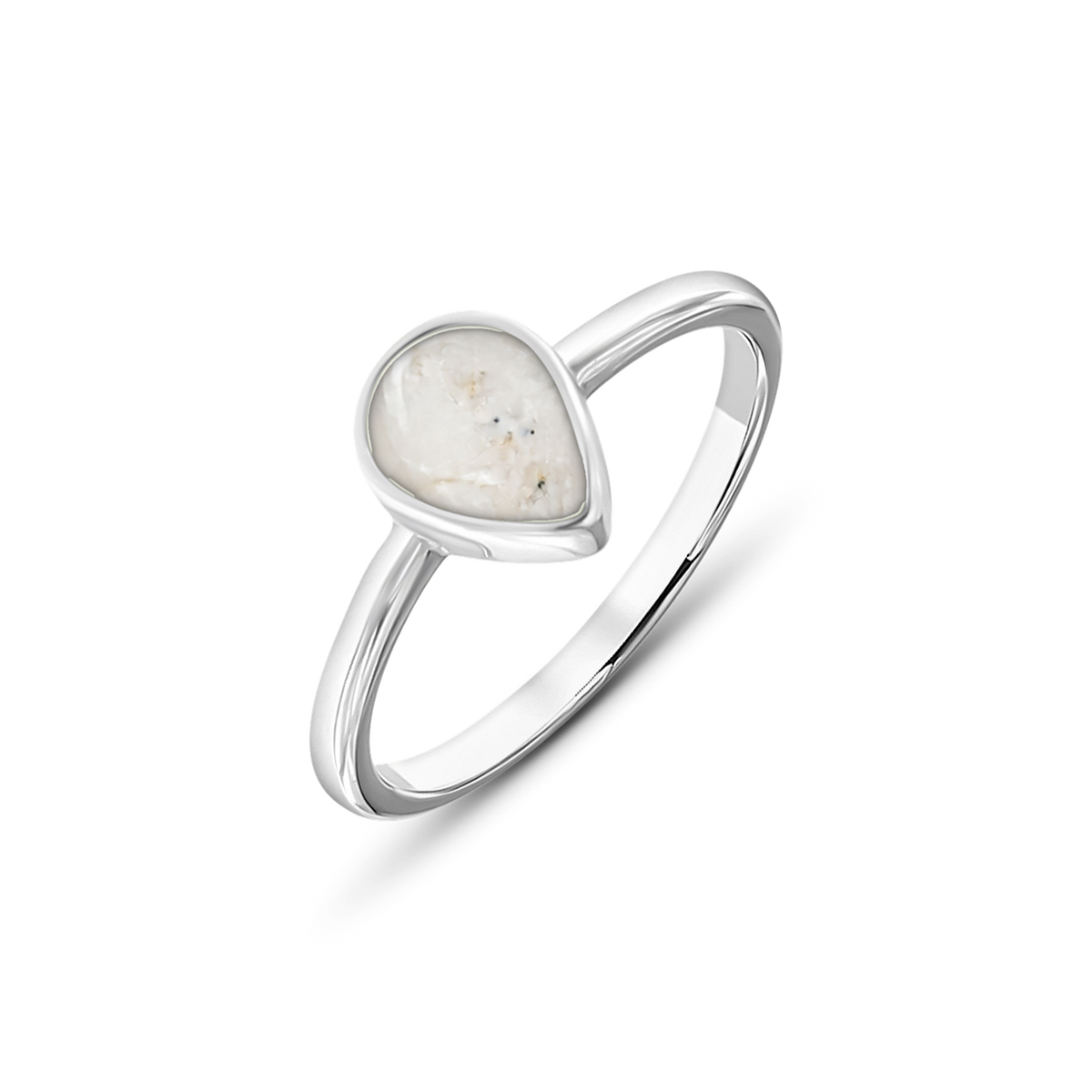 Droplet as-ring in massief wit goud met parelmoer askleur