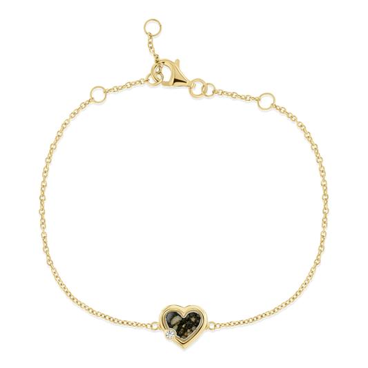 Esmée as-armband in massief geel goud met antraciet askleur en zirkonia
