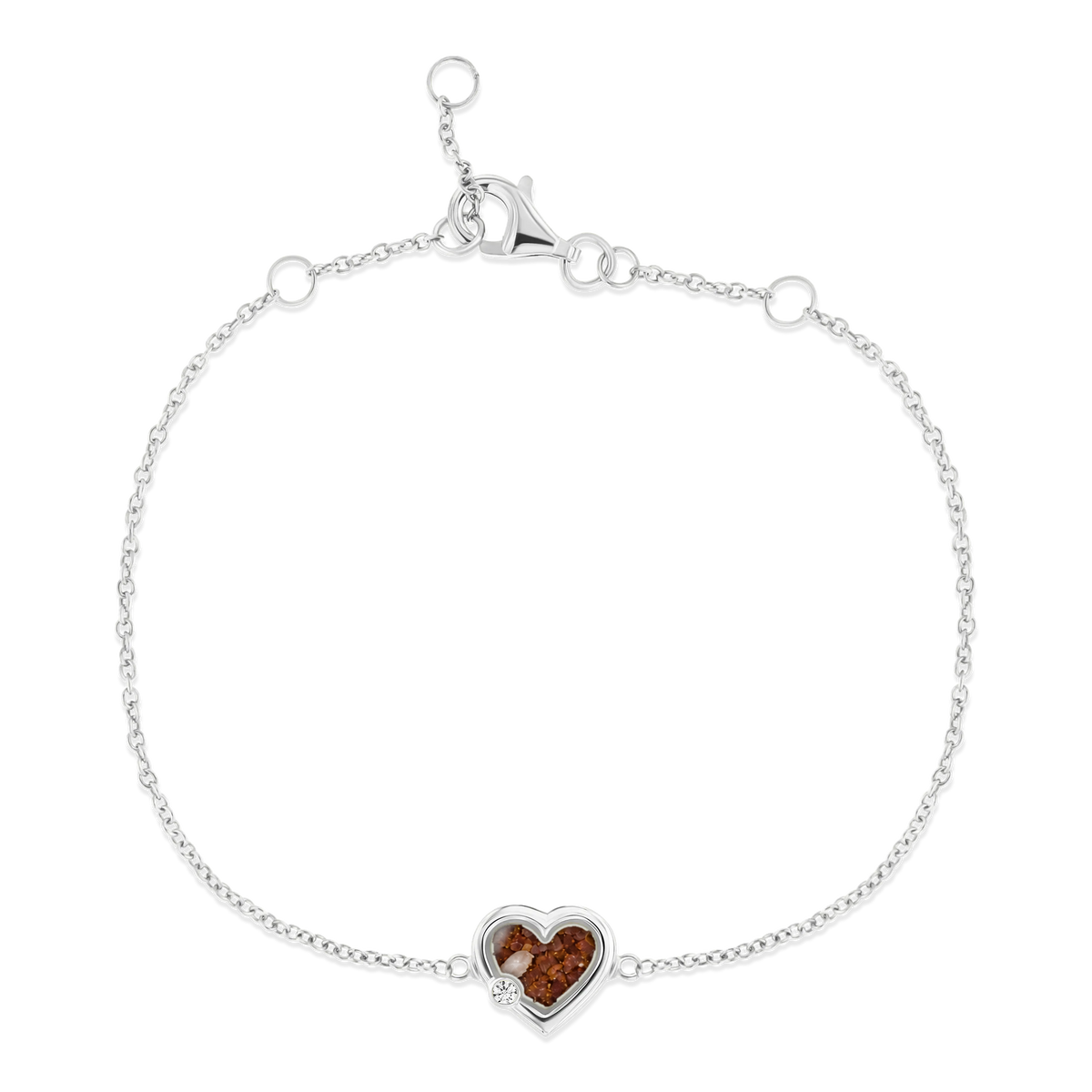 Esmée as-armband in massief wit goud met koperbruin askleur en zirkonia