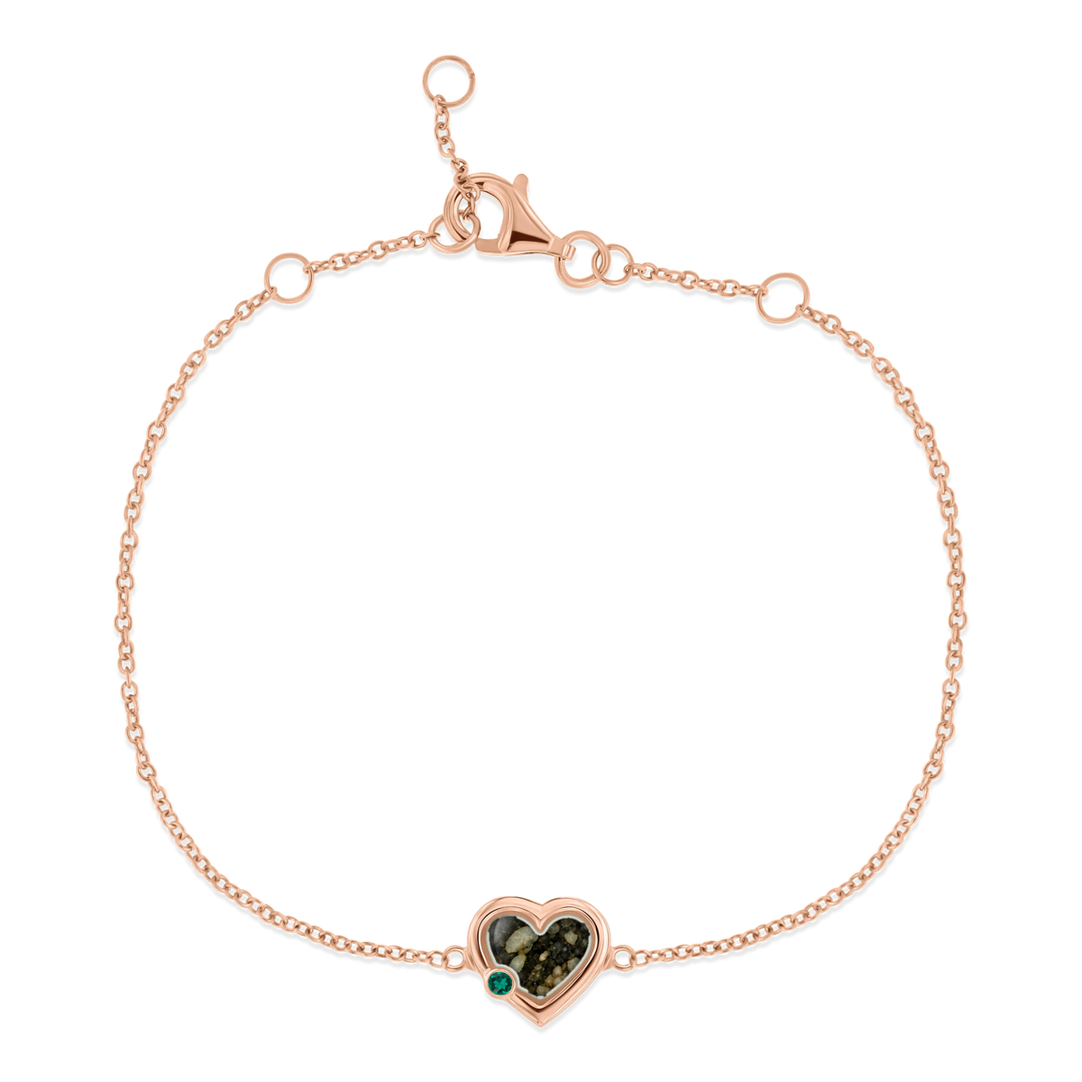Esmée as-armband in massief rosé goud met antraciet askleur en smaragd