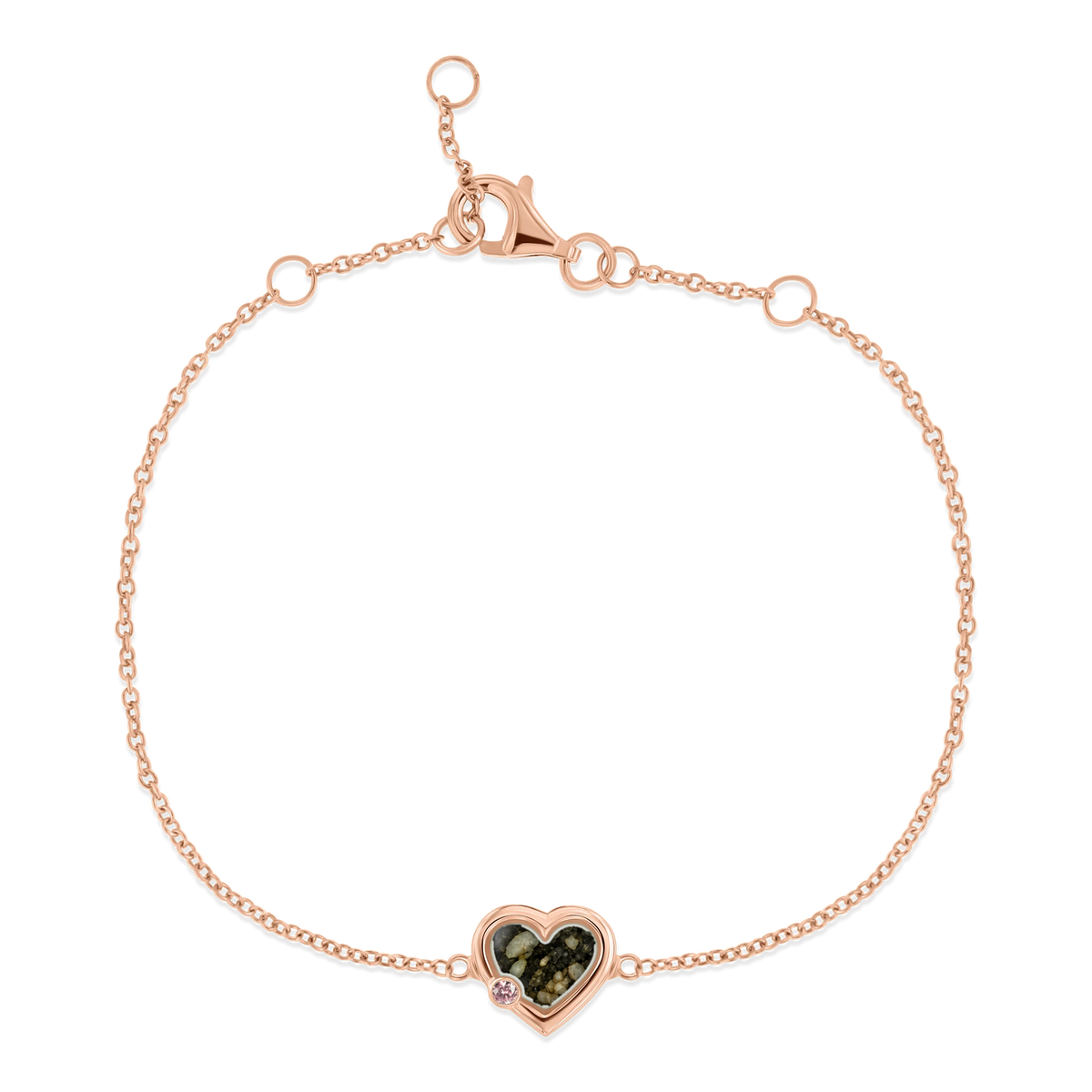 Esmée as-armband in massief rosé goud met antraciet askleur en morganiet