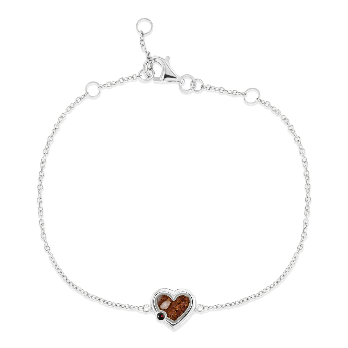 Esmée as-armband in massief wit goud met koperbruin askleur en granaat