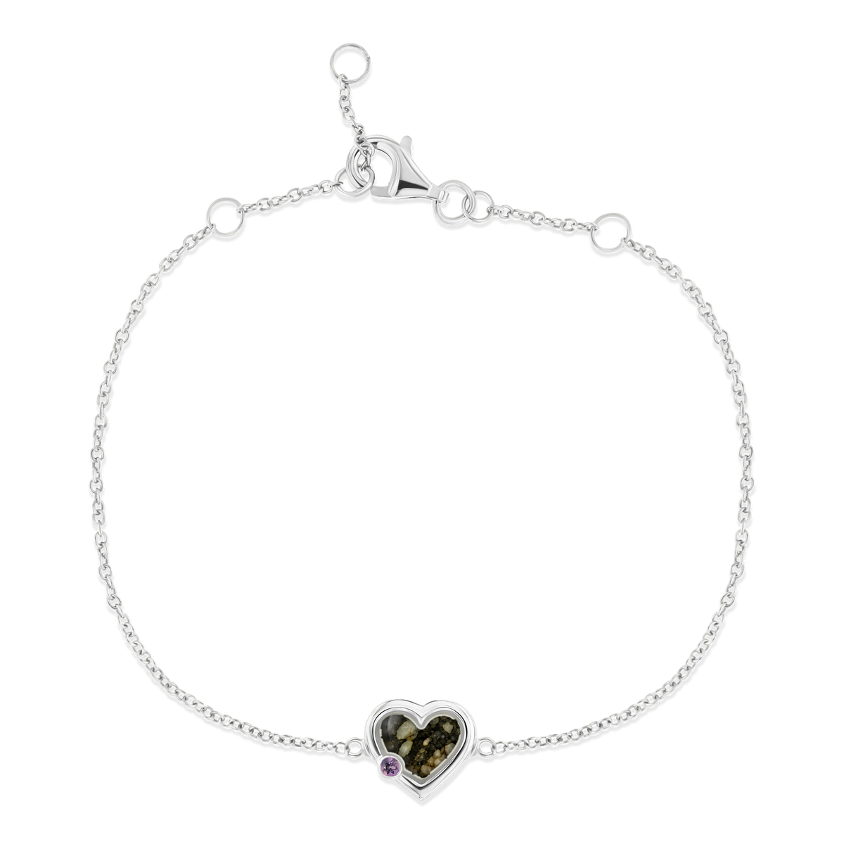 Esmée as-armband in massief wit goud met antraciet askleur en amethist