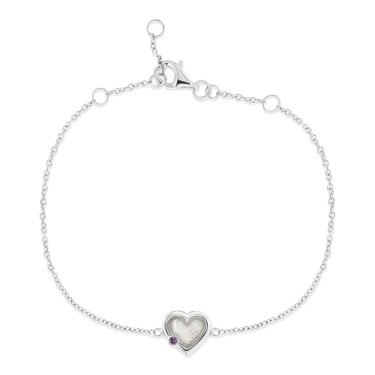 Esmée as-armband in massief wit goud met parelmoer askleur en amethist