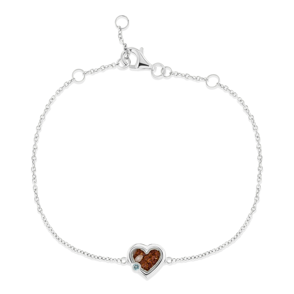 Esmée as-armband in massief wit goud met koperbruin askleur en aquamarijn
