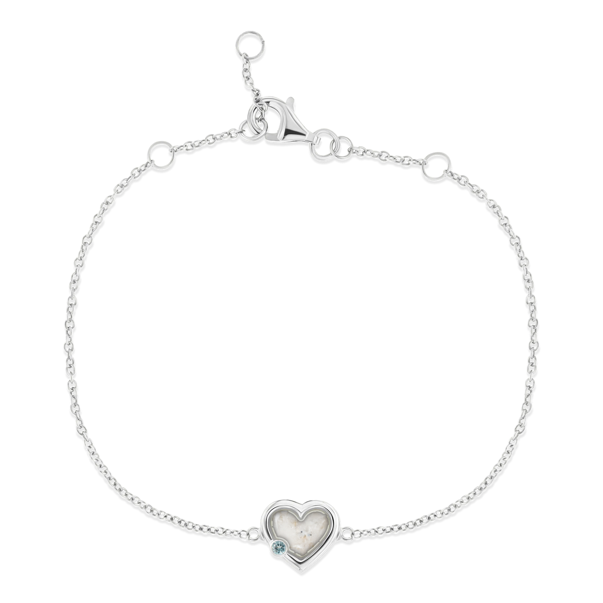 Esmée as-armband in massief wit goud met parelmoer askleur en aquamarijn
