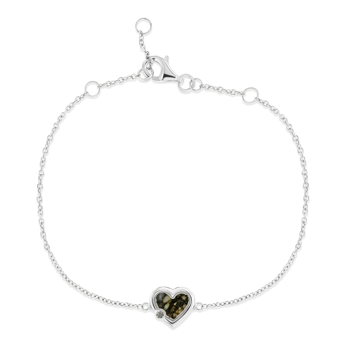 Esmée as-armband in massief wit goud met antraciet askleur en lab grown diamant