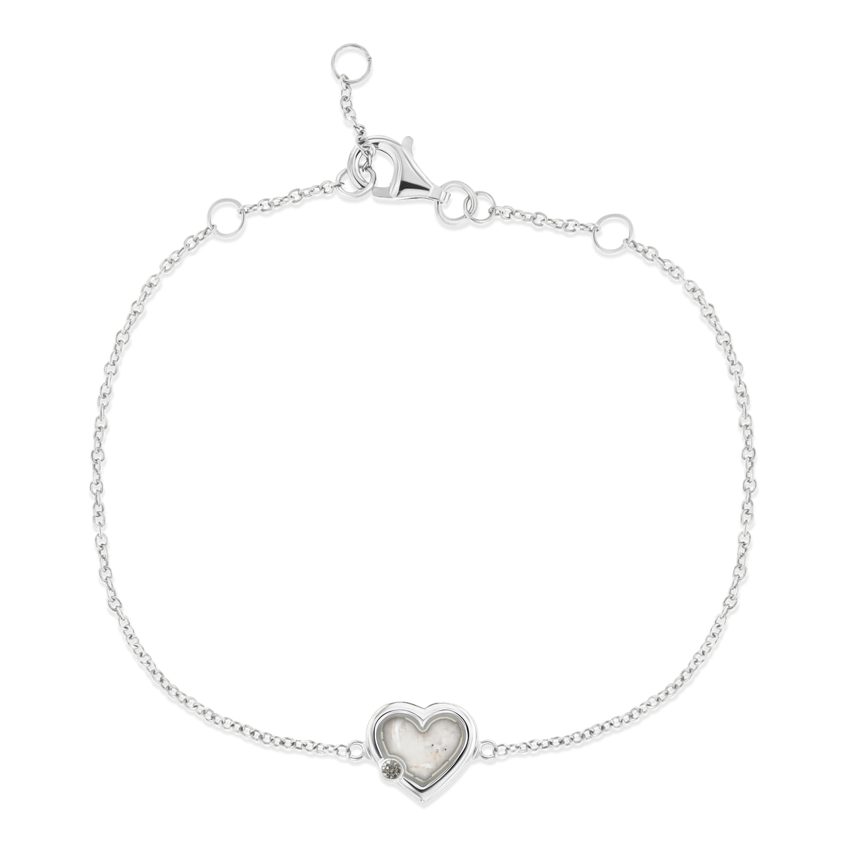 Esmée as-armband in massief wit goud met parelmoer askleur en lab grown diamant